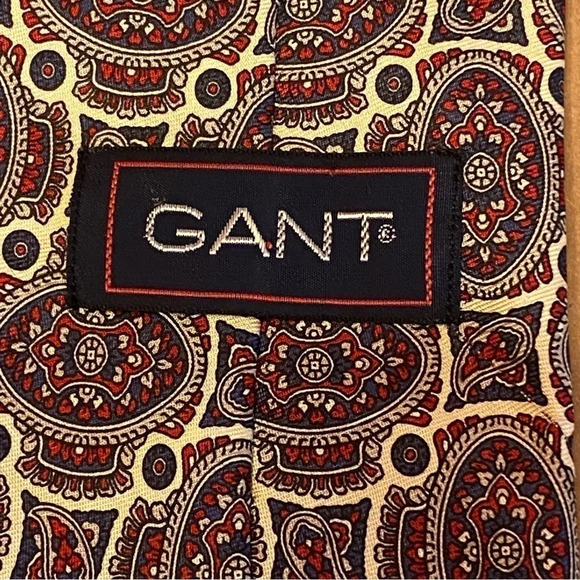 Gant Men's Necktie 100% Silk 56" Multicolor Jacquard Foulard Pattern - Picture 6 of 7